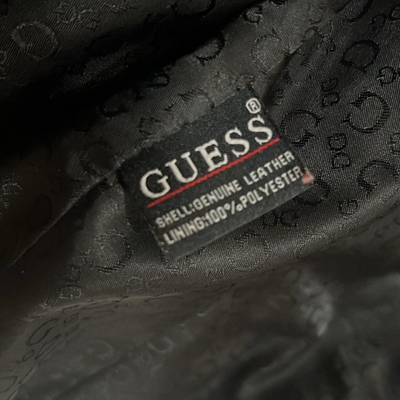 Gently used Guess black leather jacket. Size M zippered sleeves - Picture 9 of 9